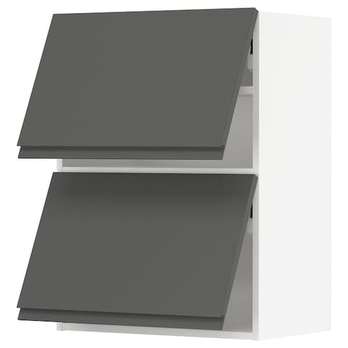 METOD - Wall cabinet horizontal w 2 doors, white/Voxtorp dark grey, 60x80 cm