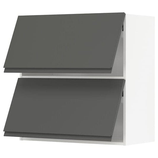 Ikea METOD - Wall cabinet horizontal w 2 doors, white/Voxtorp dark grey, 80x80 cm