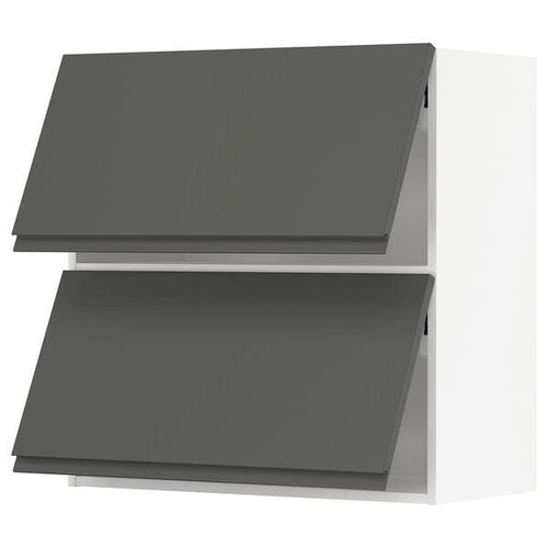 METOD - Wall cabinet horizontal w 2 doors, white/Voxtorp dark grey, 80x80 cm