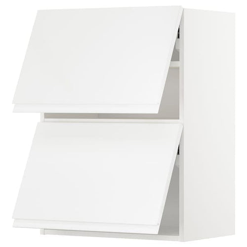 METOD - Wall cabinet horizontal w 2 doors, white/Voxtorp high-gloss/white, 60x80 cm