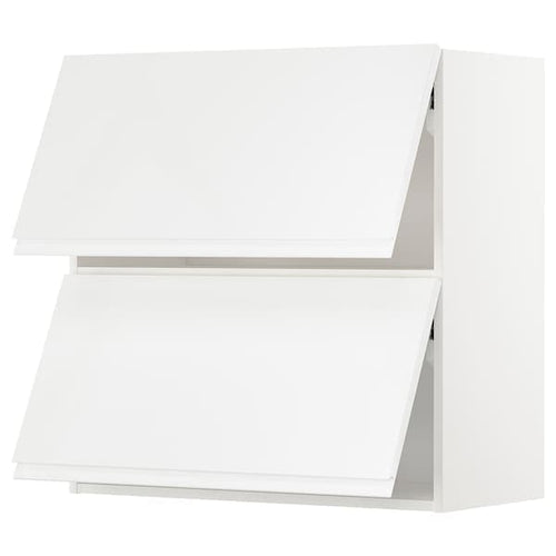 METOD - Wall cabinet horizontal w 2 doors, white/Voxtorp high-gloss/white, 80x80 cm