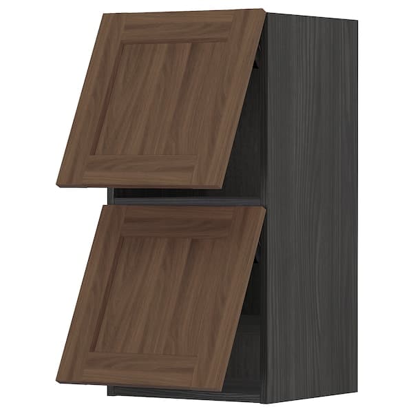 METOD - Wall cabinet horizontal w 2 doors, black Enköping/brown walnut effect, 40x80 cm - best price from Maltashopper.com 79476467