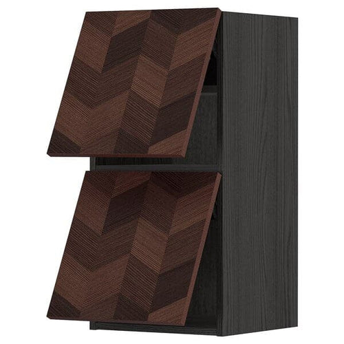 METOD - Wall cabinet horizontal w 2 doors, black Hasslarp/brown patterned, 40x80 cm