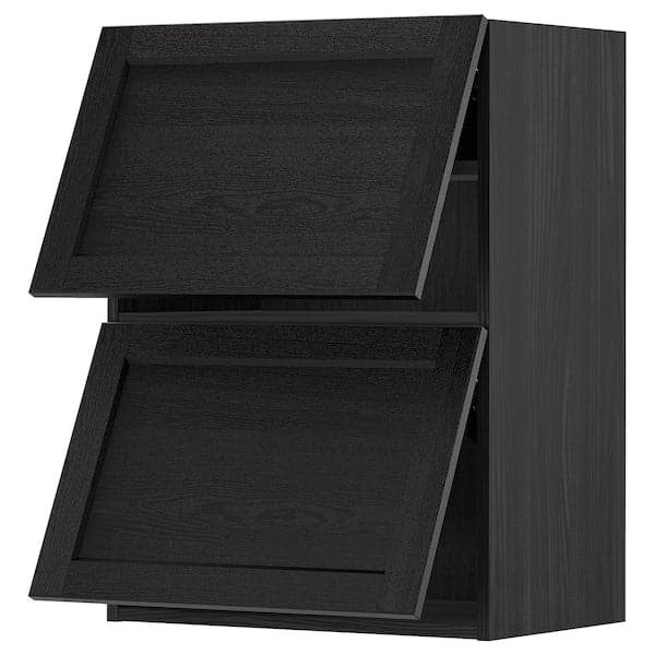 METOD - Wall cabinet horizontal w 2 doors, black/Lerhyttan black stained, 60x80 cm - best price from Maltashopper.com 99391759