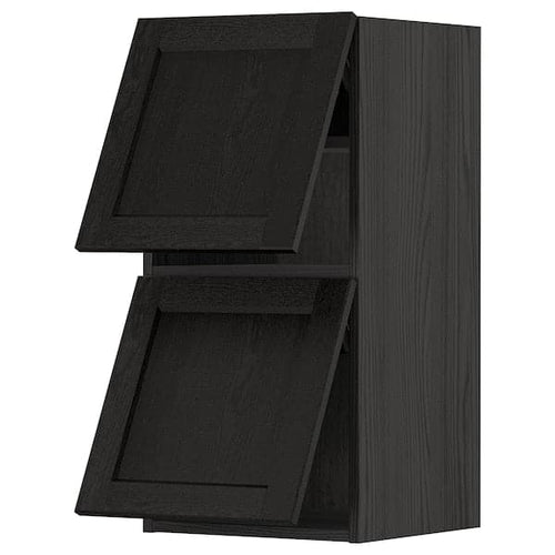 METOD - Wall cabinet horizontal w 2 doors, black/Lerhyttan black stained , 40x80 cm