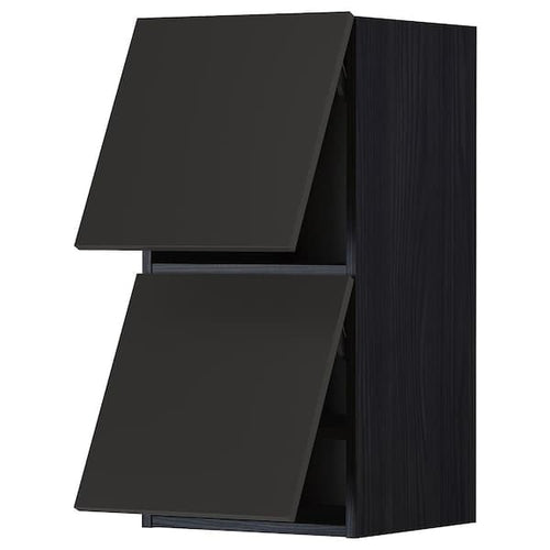 METOD - Wall cabinet horizontal w 2 doors, black/Nickebo matt anthracite, 40x80 cm