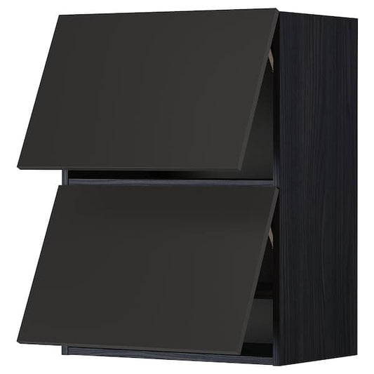 METOD - Wall cabinet horizontal w 2 doors, black/Nickebo matt anthracite, 60x80 cm - best price from Maltashopper.com 79498916