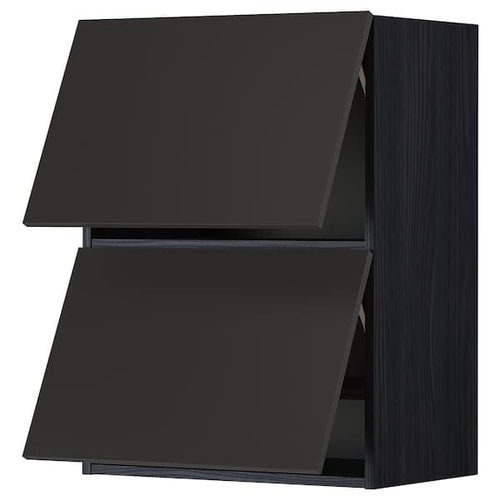 METOD - Wall cabinet horizontal w 2 doors, black/Nickebo matt anthracite, 60x80 cm