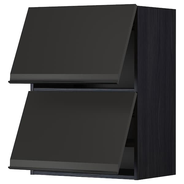 Ikea METOD - Wall cabinet horizontal w 2 doors, black/Upplöv matt anthracite , 60x80 cm