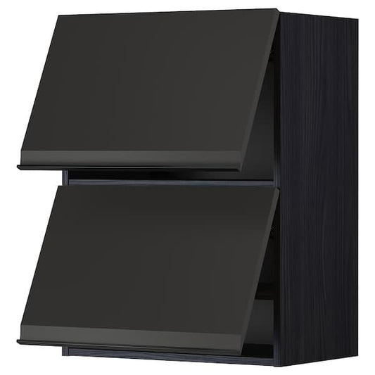 Ikea METOD - Wall cabinet horizontal w 2 doors, black/Upplöv matt anthracite , 60x80 cm