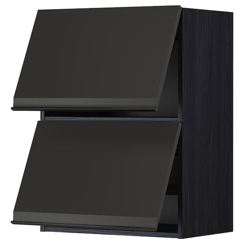 METOD - Wall cabinet horizontal w 2 doors, black/Upplöv matt anthracite , 60x80 cm