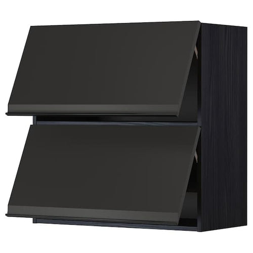 METOD - Wall cabinet horizontal w 2 doors, black/Upplöv matt anthracite, 80x80 cm