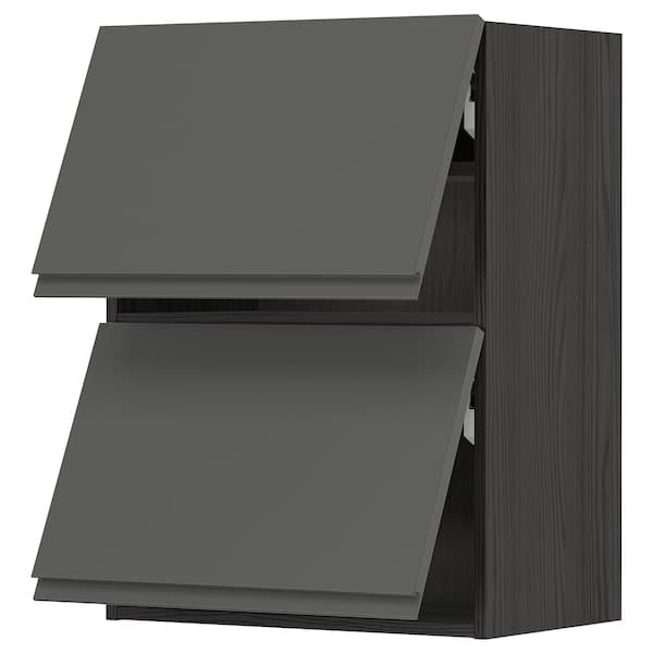METOD - Wall cabinet horizontal w 2 doors, black/Voxtorp dark grey, 60x80 cm - best price from Maltashopper.com 39391757