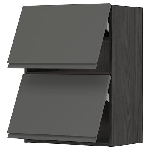 METOD - Wall cabinet horizontal w 2 doors, black/Voxtorp dark grey, 60x80 cm