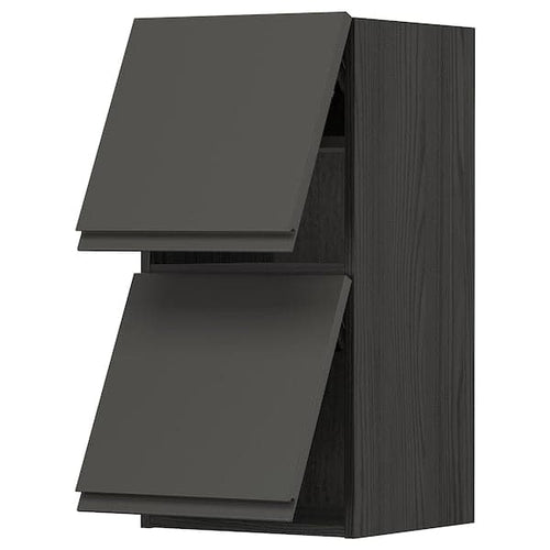 METOD - Wall cabinet horizontal w 2 doors, black/Voxtorp dark grey, 40x80 cm
