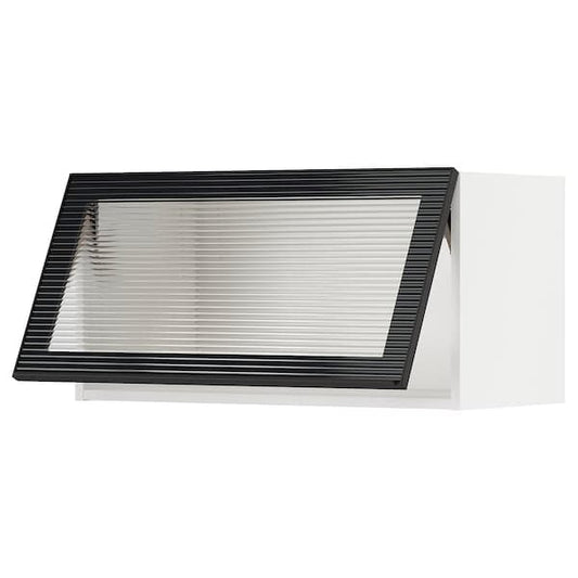 Ikea METOD - Wall cab horizontal w glass door, white/Hejsta anthracite reeded glass, 80x40 cm