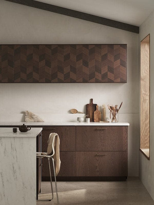 METOD - Wall cabinet horizontal, black Hasslarp/brown patterned , 40x40 cm