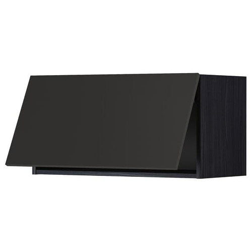 METOD - Wall cabinet horizontal, black/Nickebo matt anthracite, 80x40 cm
