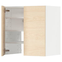 METOD wall cb f extr hood w shlf/door, white/Askersund light ash effect, 60x60 cm