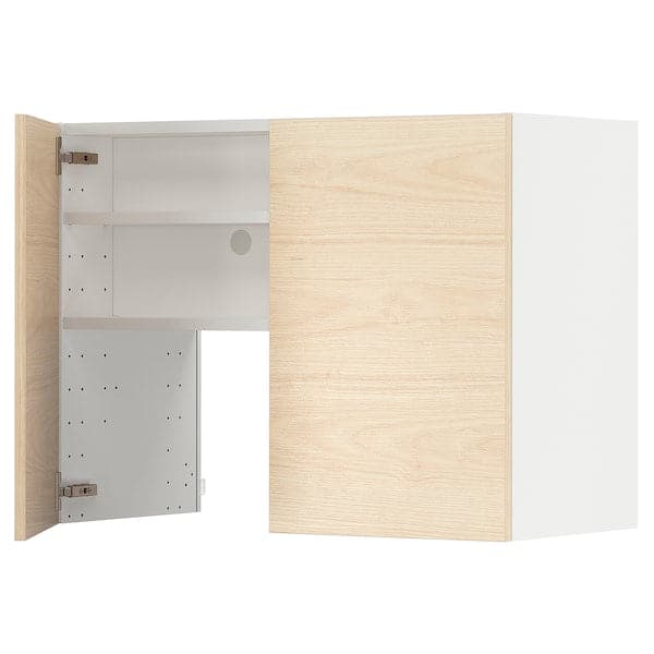 METOD - Wall cb f extr hood w shlf/door, white/Askersund light ash effect, 80x60 cm - best price from Maltashopper.com 39504392