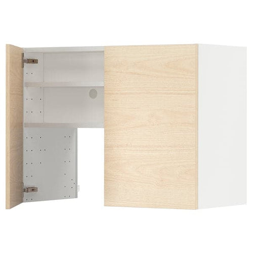 METOD - Wall cb f extr hood w shlf/door, white/Askersund light ash effect, 80x60 cm