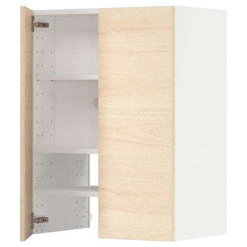 METOD - Wall cb f extr hood w shlf/door, white/Askersund light ash effect, 60x80 cm