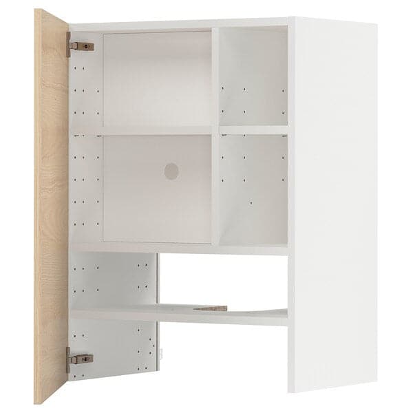 Ikea METOD - Wall cb f extr hood w shlf/door, white/Askersund light ash effect, 60x80 cm