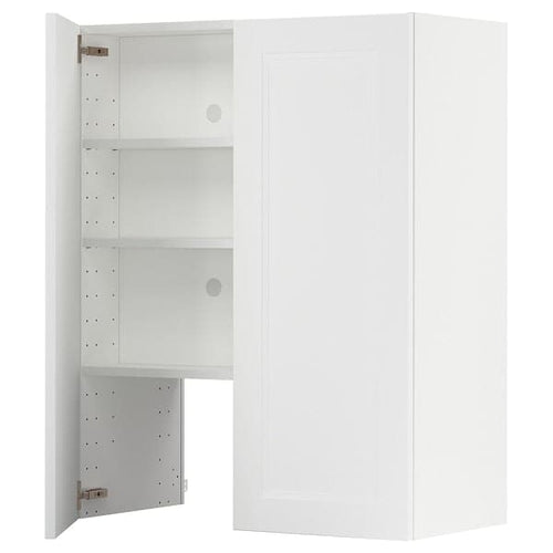 METOD - Wall cb f extr hood w shlf/door, white/Axstad matt white, 80x100 cm