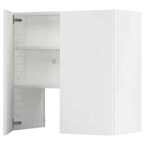 METOD - Wall cb f extr hood w shlf/door, white/Axstad matt white, 80x80 cm