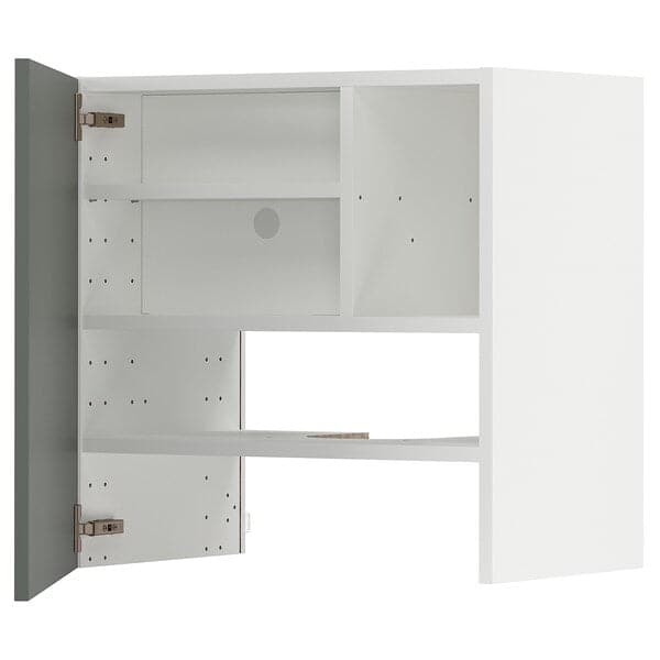 METOD - Wall cb f extr hood w shlf/door, white/Bodarp grey-green, 60x60 cm - best price from Maltashopper.com 39505320