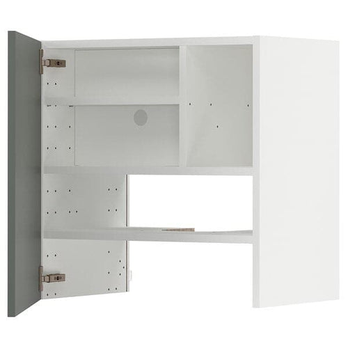 METOD - Wall cb f extr hood w shlf/door, white/Bodarp grey-green, 60x60 cm