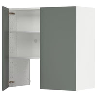METOD - Wall cb f extr hood w shlf/door, white/Bodarp grey-green, 80x80 cm - best price from Maltashopper.com 69504338