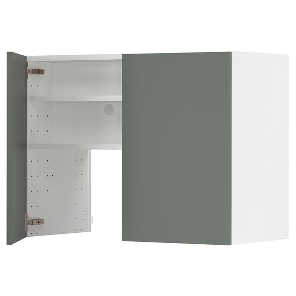 METOD - Wall cb f extr hood w shlf/door, white/Bodarp grey-green , 80x60 cm - best price from Maltashopper.com 69504395