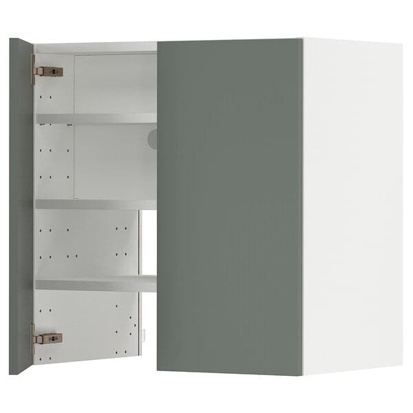 METOD - Wall cb f extr hood w shlf/door, white/Bodarp grey-green, 60x60 cm - best price from Maltashopper.com 79505257