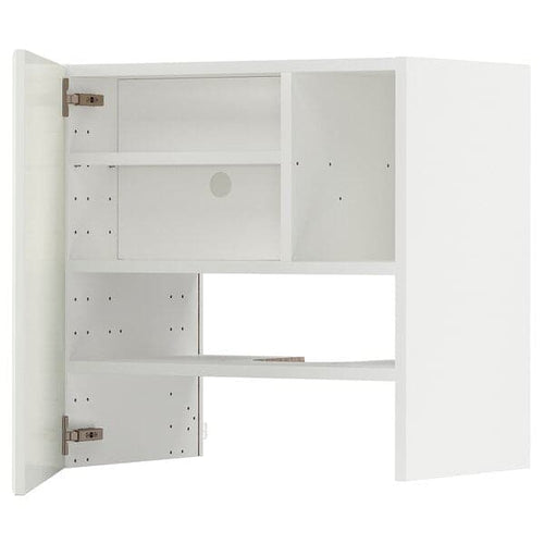 METOD - Wall cb f extr hood w shlf/door, white/Bodbyn off-white, 60x60 cm