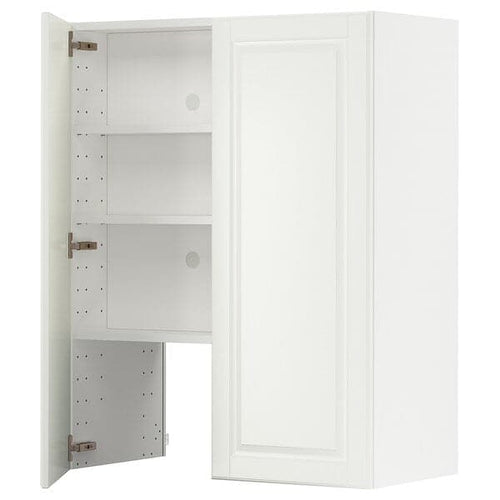 METOD - Wall cb f extr hood w shlf/door, white/Bodbyn off-white , 80x100 cm