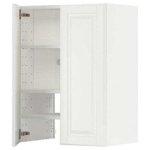 METOD wall cb f extr hood w shlf/door, white/Bodbyn off-white, 60x80 cm
