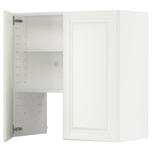 METOD - Wall cb f extr hood w shlf/door, white/Bodbyn off-white , 80x80 cm