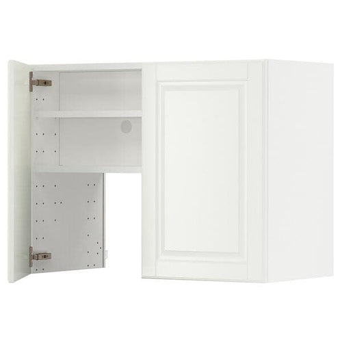 METOD wall cb f extr hood w shlf/door, white/Bodbyn off-white, 80x60 cm