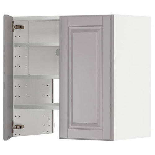 METOD - Wall cb f extr hood w shlf/door, white/Bodbyn grey, 60x60 cm