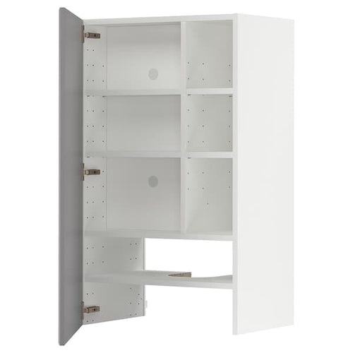 METOD - Wall cb f extr hood w shlf/door, white/Bodbyn grey , 60x100 cm