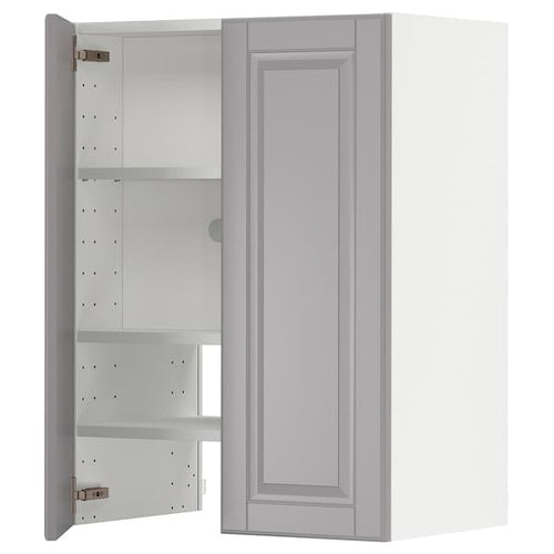 METOD - Wall cb f extr hood w shlf/door, white/Bodbyn grey, 60x80 cm
