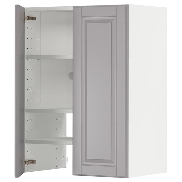 METOD - METOD Wall cb f extr hood w shlf/door, white/Bodbyn grey, 60x80 cm