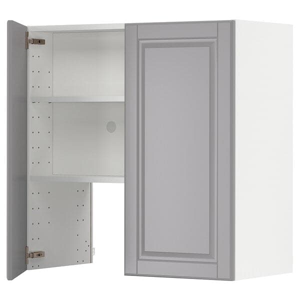 METOD - Wall cb f extr hood w shlf/door, white/Bodbyn grey, 80x80 cm - best price from Maltashopper.com 59504367