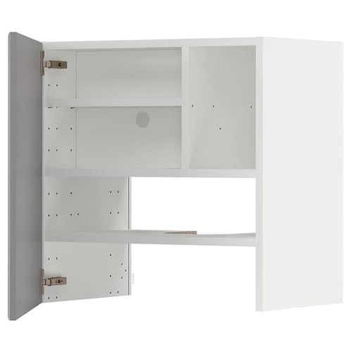 METOD - Wall cb f extr hood w shlf/door, white/Bodbyn grey, 60x60 cm