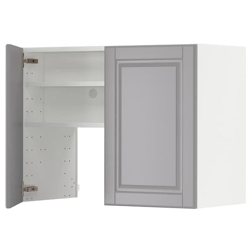 METOD - Wall cb f extr hood w shlf/door, white/Bodbyn grey , 80x60 cm