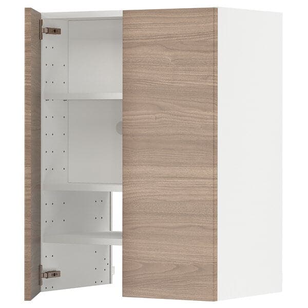 METOD - Wall unit for hood with shelf/door, white/brokhult light grey, , 60x80 cm - best price from Maltashopper.com 19504524