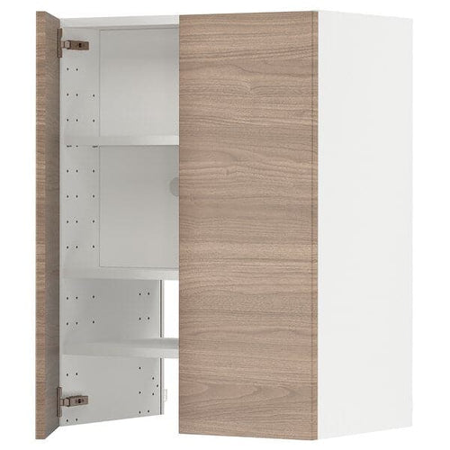 METOD - Wall unit for hood with shelf/door, white/brokhult light grey, , 60x80 cm