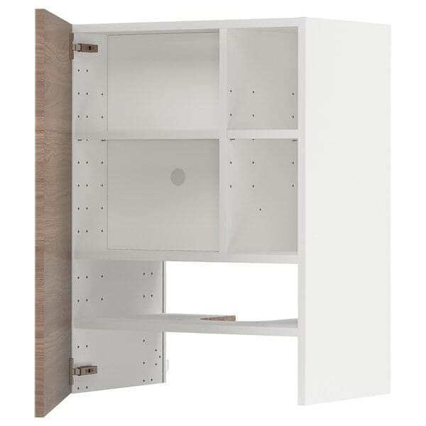 METOD - Wall unit for hood with shelf/door, white/brokhult light grey, , 60x80 cm - best price from Maltashopper.com 89504455