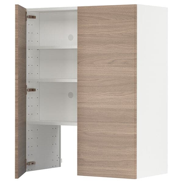 Ikea METOD - Hood wall unit with shelf/door, white/Brokhult light grey, ,